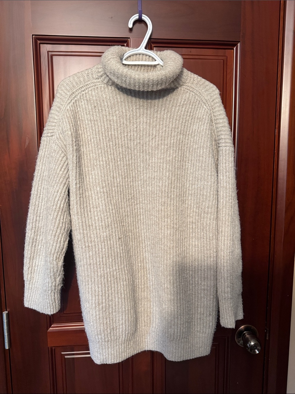 Mango Cream Ribbed Turtleneck Sweater
